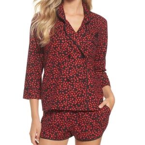ROOM SERVICE · WOMEN'S FLANNEL HEART PRINT SLEEPWEAR SET - MEDIUM